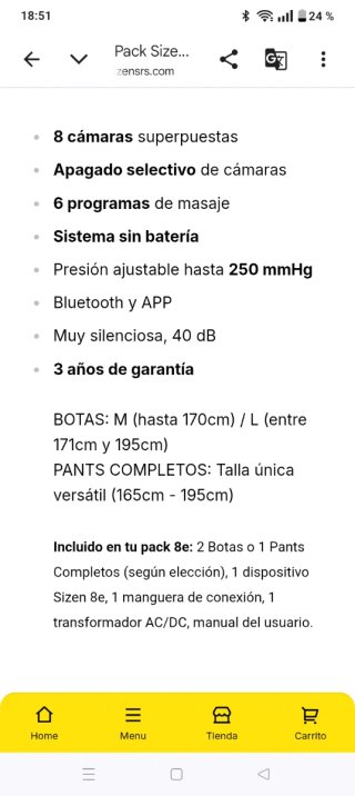 Botas presoterapia SIZEN 8e cámaras.