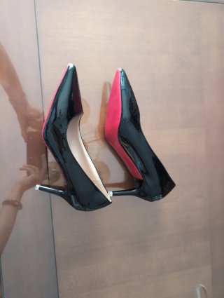 Zapatos Tacón Charol Negro Suela Roja Talla 39