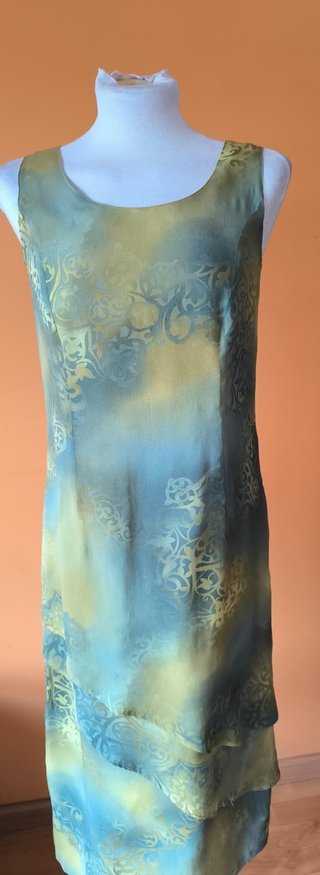 Vestido Guy Dubouis verde y azul talla 38