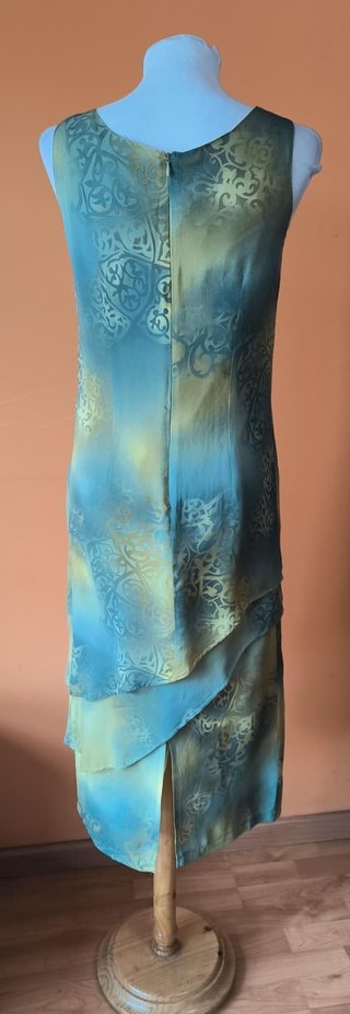 Vestido Guy Dubouis verde y azul talla 38