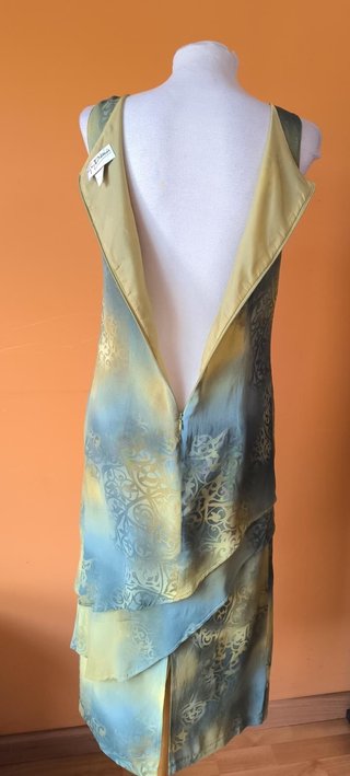 Vestido Guy Dubouis verde y azul talla 38