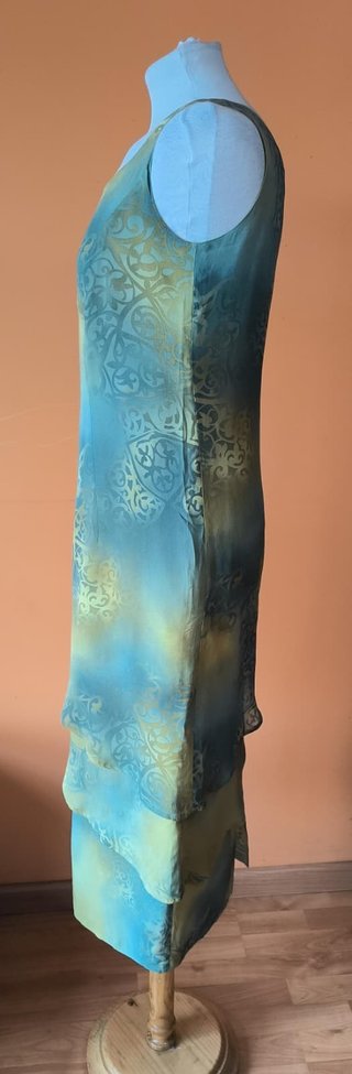 Vestido Guy Dubouis verde y azul talla 38