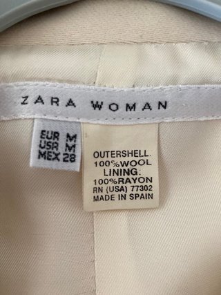 Abrigo Lana Zara Talla M Blanco