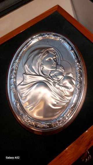 Cuadro Virgen y Niño Plata