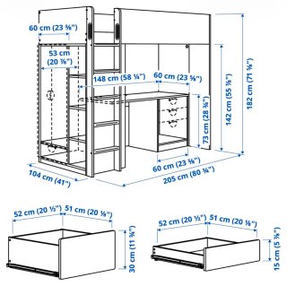 Litera Ikea con escritorio y armario