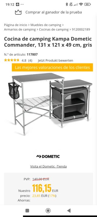 Tavolo da Cucina Pieghevole Kampa per Campeggio