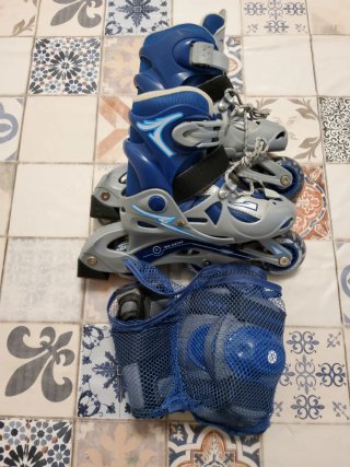 Patines en línea 3 ruedas + Protecciones