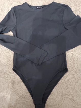 Body Zara manga larga azul añil
