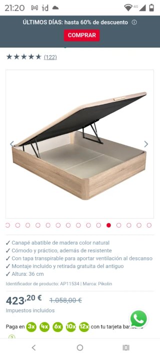 Canapé abatible madera natural