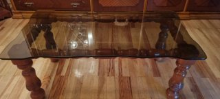 Mesa de centro cristal y madera