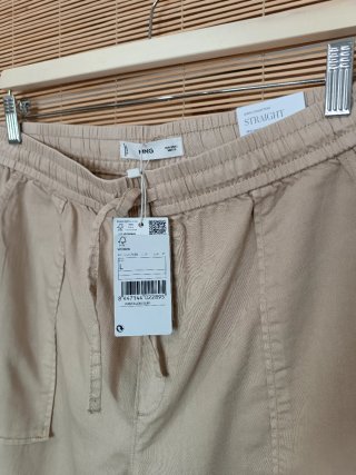 Pantalón ancho Mango Talla L Beige
