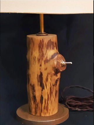 Lámpara rústica tronco madera