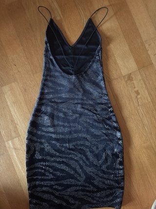 Vestido corto fiesta negro y plata