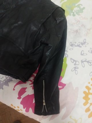 Chaqueta Biker Cuero Vintage Kueros Negra