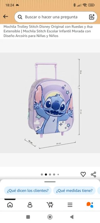 Mochila escolar Stitch con ruedas Nueva