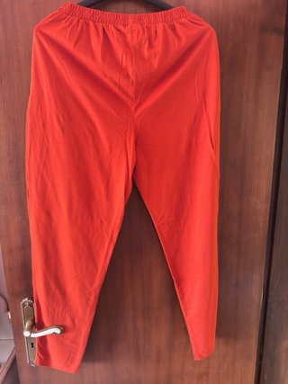 Conjunto calça e casaco comprido vermelho