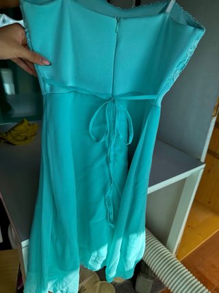 Vestido corto encaje turquesa