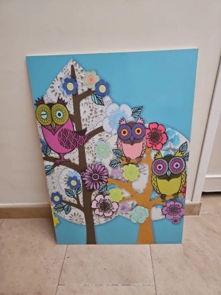 Cuadro Decorativo Búhos y Flores