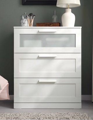 Cómoda BRIMNES 3 cajones blanco/vidrio