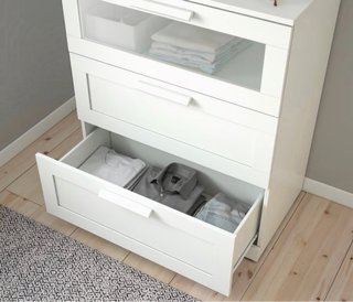 Cómoda BRIMNES 3 cajones blanco/vidrio