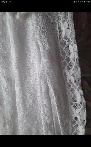 Vestido blanco encaje M mangas transparentes