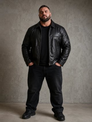 chaqueta de cuero negra de Avirex