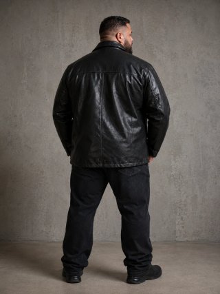 chaqueta de cuero negra de Avirex