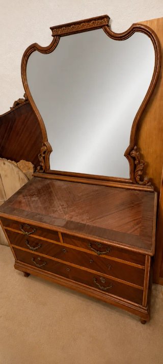 Tocador antiguo madera y cristal