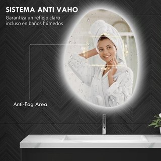 Espejo Baño LED 80x60 Antivaho 3 Colores Regulable