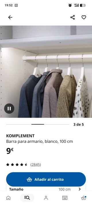 Barra per armadio bianca di Ikea