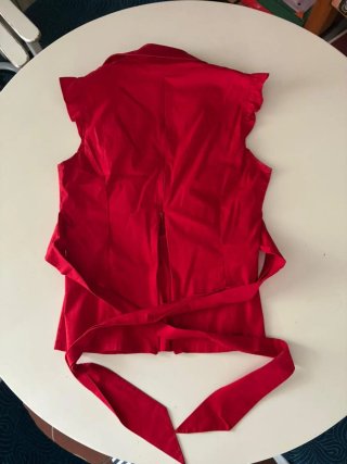Blusa sin mangas roja Blanco