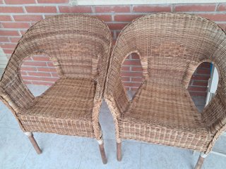 2 Sillones Ikea Agen mimbre y bambú