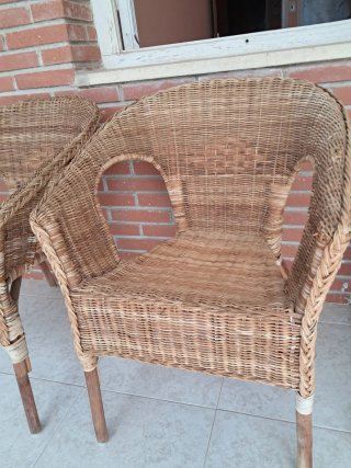 2 Sillones Ikea Agen mimbre y bambú
