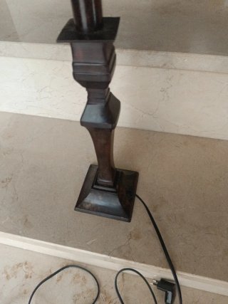 Lámparas tela bordada beige metal efecto madera