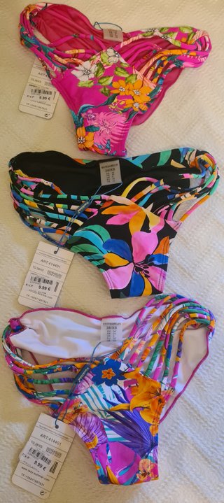 Pack 3 braguitas bikini tropical Talla XS