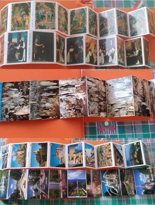 5 Tiras Postales Antiguas Desplegables Acordeón
