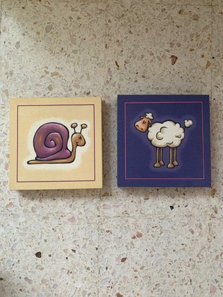 Cuadros infantiles de caracol y oveja