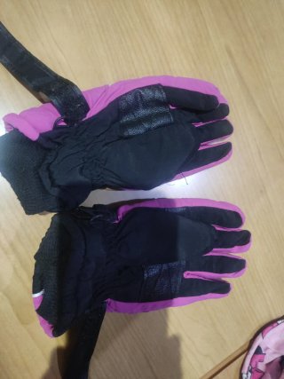 Guantes Nieve Infantiles Negro y Rosa