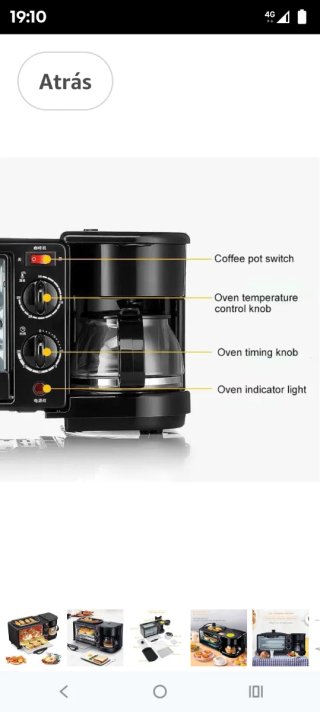 Horno Tostador,sartén y Cafetera 3 en 1