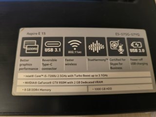 Acer Aspire E15 i5/8GB RAM/GTX 950M Win11