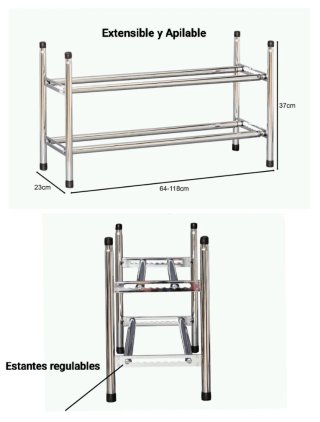 Zapatero Extensible Acero Cromado