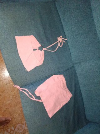 Conjunto falda y top rosa fruncido