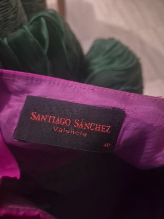Vestido fiesta corto rosa y verde