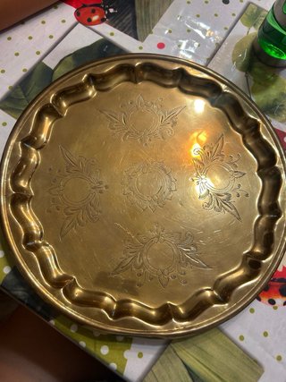 Tetera India Vintage Latón Grabado floral