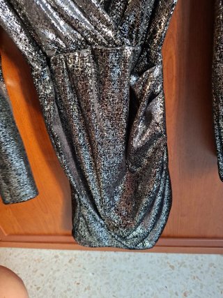 Vestido fiesta plata y negro talla S