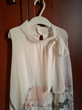 Vestido H&M gasa verano flores mariposas S