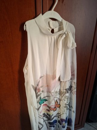 Vestido H&M gasa verano flores mariposas S