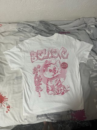 Camiseta oversize gato estilo anime