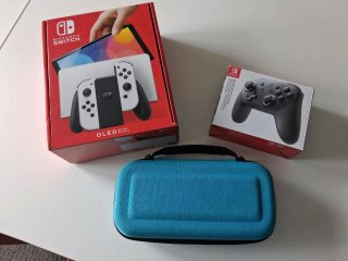 Nintendo Switch OLED Blanca + mando Pro + Caja Org