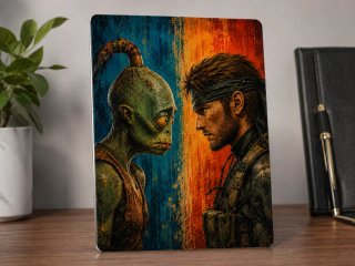 Placa Metálica Abe's Odyssey vs Metal Gear